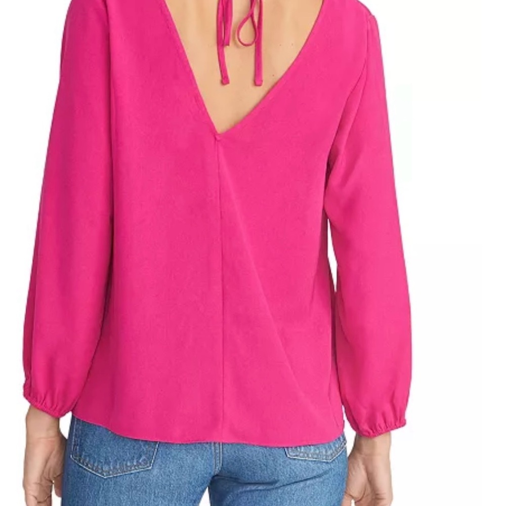RACHEL Rachel Roy Kaylee Top V-Neck Electric Pink Long Sleeve Blouse Size L - Picture 2 of 13